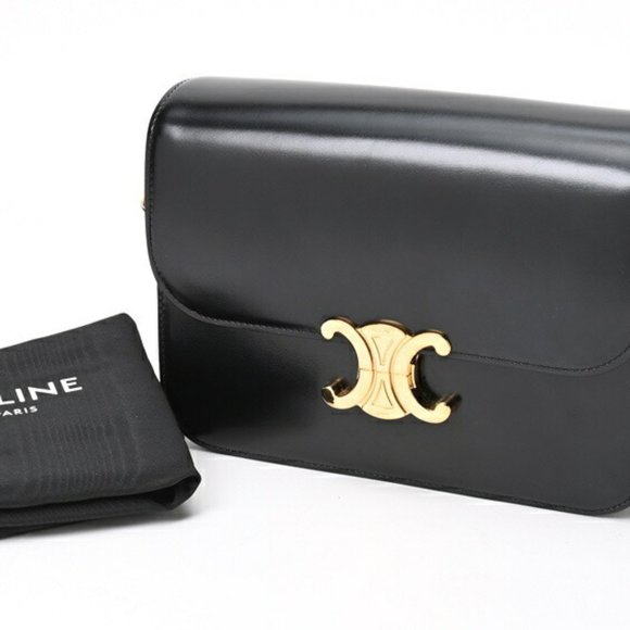 CELINE Classic Triomphe Bag Shoulder - Shiny Calfskin Black - Picture 10 of 10